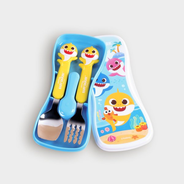 Baby shark spoon&fork in case set